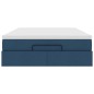 vidaXL Struttura Letto Pouf con Materasso Blu 140x200cm in Tessuto