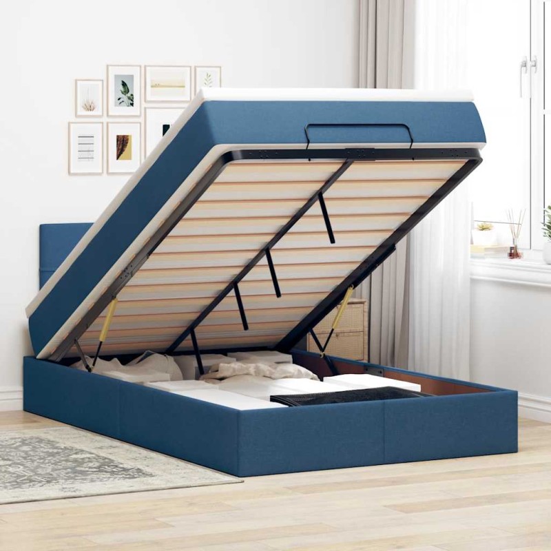 vidaXL Struttura Letto Pouf con Materasso Blu 120x190 cm in Tessuto vidaXL Struttura Letto Pouf con Materasso Blu 120x190 cm in Tessuto