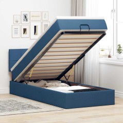 vidaXL Pouf Letto con Materasso e LED Blu 90x200 cm in Tessuto