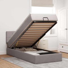 vidaXL Struttura Letto Pouf con Materasso Tortora 90x190 cm in Tessuto