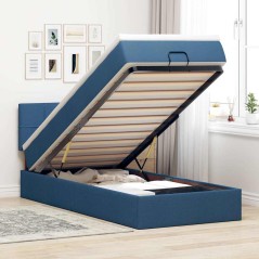 vidaXL Struttura Letto Pouf con Materasso Blu 90x190 cm in Tessuto