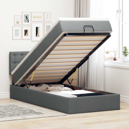 vidaXL Struttura Letto Pouf con Materasso 90x190 cm in Tessuto
