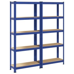 vidaXL Mensole Portaoggetti 5 Strati 2pz Blu Acciaio Legno Multistrato