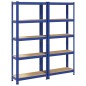 vidaXL Mensole Portaoggetti 5 Strati 2pz Blu Acciaio Legno Multistrato vidaXL Mensole Portaoggetti 5 Strati 2pz Blu Acciaio Legno Multistrato