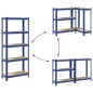 vidaXL Mensole Portaoggetti 5 Strati 2pz Blu Acciaio Legno Multistrato vidaXL Mensole Portaoggetti 5 Strati 2pz Blu Acciaio Legno Multistrato