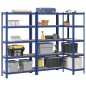 vidaXL Mensole Portaoggetti 5 Strati 3pz Blu Acciaio Legno Multistrato vidaXL Mensole Portaoggetti 5 Strati 3pz Blu Acciaio Legno Multistrato