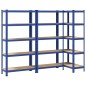 vidaXL Mensole Portaoggetti 5 Strati 3pz Blu Acciaio Legno Multistrato vidaXL Mensole Portaoggetti 5 Strati 3pz Blu Acciaio Legno Multistrato