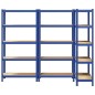 vidaXL Mensole Portaoggetti 5 Strati 3pz Blu Acciaio Legno Multistrato vidaXL Mensole Portaoggetti 5 Strati 3pz Blu Acciaio Legno Multistrato