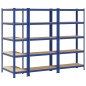 vidaXL Mensole Portaoggetti 5 Strati 3pz Blu Acciaio Legno Multistrato vidaXL Mensole Portaoggetti 5 Strati 3pz Blu Acciaio Legno Multistrato