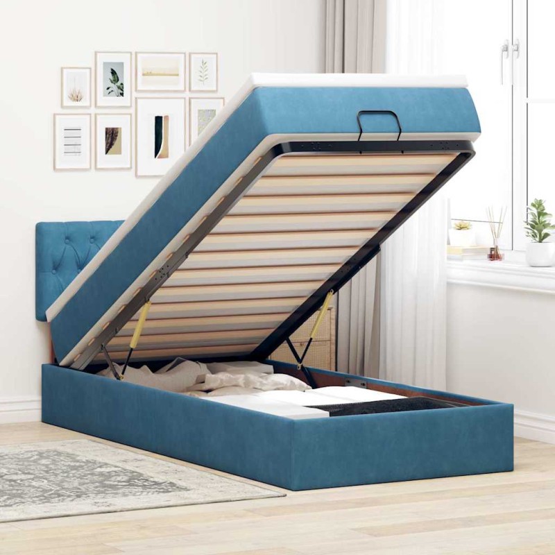 vidaXL Struttura Letto Pouf con Materasso 80x200 cm Velluto