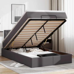 vidaXL Pouf Letto con Materassi e LED Grigio 120x190 cm Similpelle