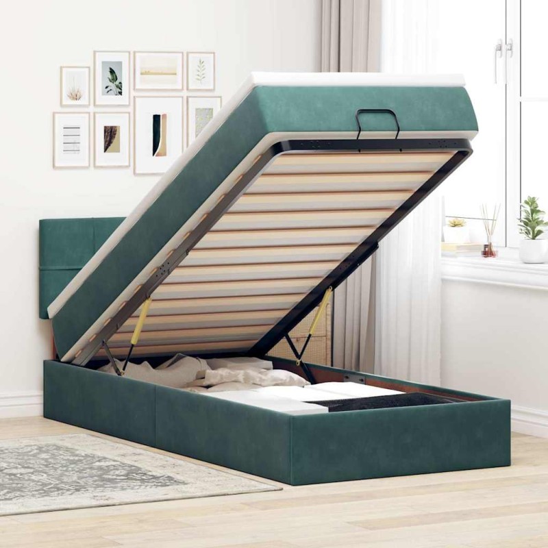 vidaXL Struttura Letto Pouf con Materasso 90x190 cm in Velluto vidaXL Struttura Letto Pouf con Materasso 90x190 cm in Velluto
