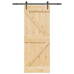 vidaXL Porta Scorrevole con Set Hardware 80x210 cm Legno Massello Pino