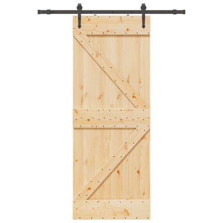 vidaXL Porta Scorrevole con Set Hardware 80x210 cm Legno Massello Pino