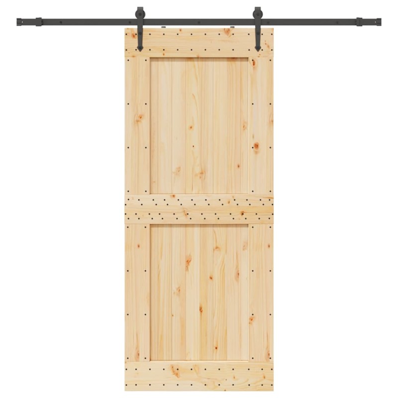 vidaXL Porta Scorrevole con Set Hardware 95x210 cm Legno Massello Pino