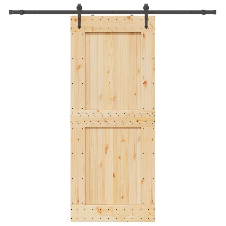 vidaXL Porta Scorrevole con Set Hardware 95x210 cm Legno Massello Pino