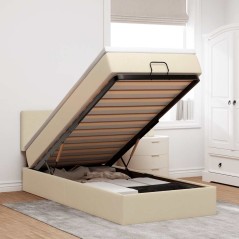 vidaXL Struttura Letto Pouf con Materasso Crema 80x200 cm in Tessuto
