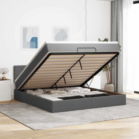 vidaXL Struttura Letto Pouf con Materasso 180x200 cm in Tessuto