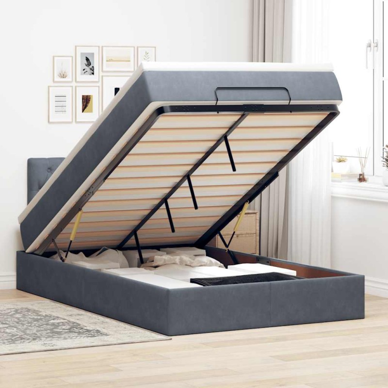 vidaXL Struttura Letto Pouf con Materasso 80x200 cm Velluto vidaXL Struttura Letto Pouf con Materasso 80x200 cm Velluto