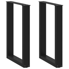 vidaXL Gambe Tavolo Pranzo a Forma U 2 pz Nero 50x(72-73) cm Acciaio