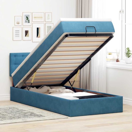 vidaXL Struttura Letto Pouf con Materasso 90x190 cm in Velluto