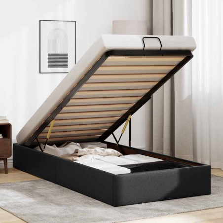 vidaXL Struttura Letto Pouf senza Materasso Nero 90x190 cm Similpelle