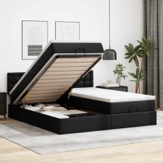 vidaXL Pouf Letto con Materassi e LED Nero 160x200cm Similpelle