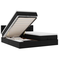 vidaXL Pouf Letto con Materassi e LED Nero 160x200cm Similpelle