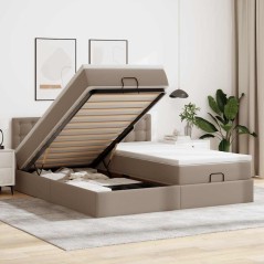 vidaXL Struttura Letto Pouf con Materassi 180x200 cm Similpelle