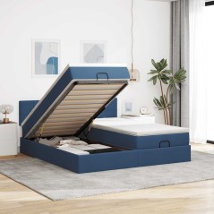 vidaXL Struttura Letto Pouf con Materassi Blu 180x200cm in Tessuto