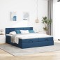 vidaXL Struttura Letto Pouf con Materassi Blu 180x200cm in Tessuto vidaXL Struttura Letto Pouf con Materassi Blu 180x200cm in Tessuto