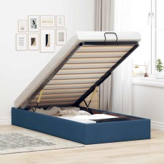 vidaXL Struttura Letto Pouf senza Materasso Blu 90x200 cm in Tessuto