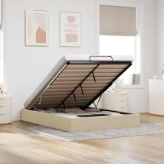 vidaXL Struttura Letto Pouf senza Materasso Crema 140x200 cm Tessuto