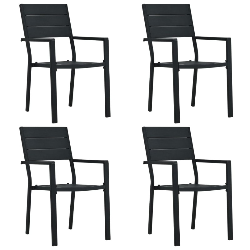 Sedie da Giardino 4 pz Nere in HDPE Aspetto Legno Sedie da Giardino 4 pz Nere in HDPE Aspetto Legno