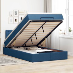 vidaXL Struttura Letto Pouf con Materasso Blu 120x190 cm in Tessuto