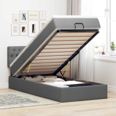 vidaXL Pouf Letto con Materasso Grigio Scuro 90x200 cm in Tessuto