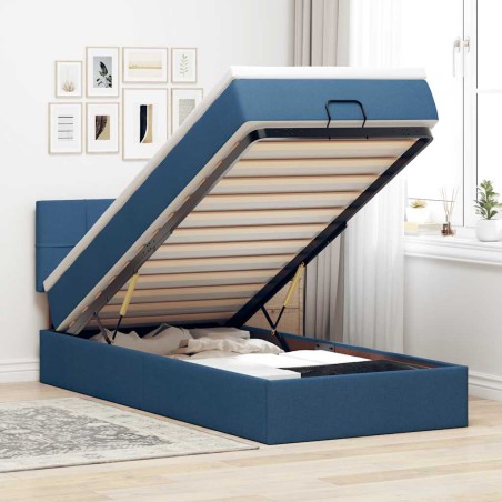 vidaXL Pouf Letto con Materasso Blu 90x200 cm in Tessuto