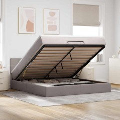 vidaXL Struttura Letto Pouf con Materasso Tortora 180x200cm in Tessuto