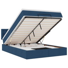 vidaXL Struttura Letto Pouf con Materasso Blu 140x200cm in Tessuto