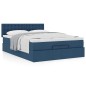 vidaXL Struttura Letto Pouf con Materasso Blu 140x200cm in Tessuto vidaXL Struttura Letto Pouf con Materasso Blu 140x200cm in Tessuto