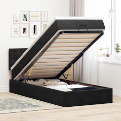 vidaXL Struttura Letto Pouf con Materasso Nero 80x200 cm in Velluto
