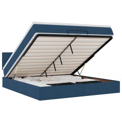 vidaXL Struttura Letto Pouf con Materasso Blu 180x200cm in Tessuto