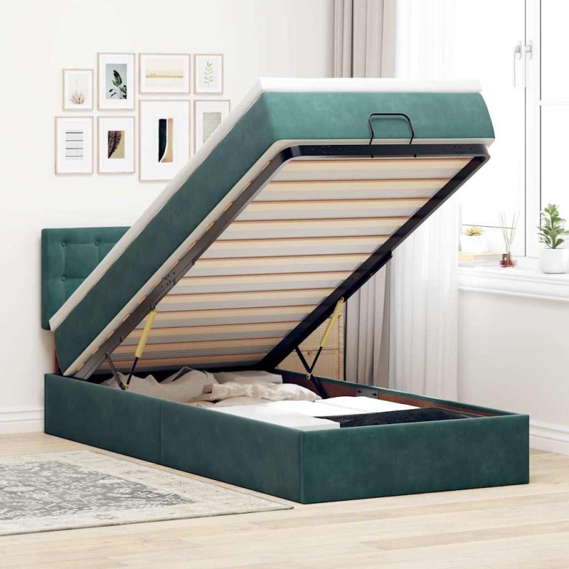 vidaXL Struttura Letto Pouf con Materasso 90x190 cm in Velluto vidaXL Struttura Letto Pouf con Materasso 90x190 cm in Velluto