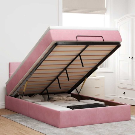 vidaXL Pouf Letto con Materasso Rosa 120x190 cm Velluto