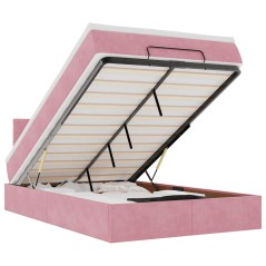 vidaXL Pouf Letto con Materasso Rosa 120x190 cm Velluto