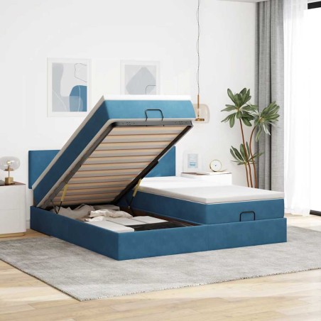 vidaXL Struttura Letto Pouf con Materassi 160x200 cm Velluto