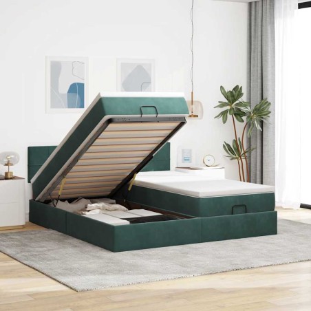 vidaXL Struttura Letto Pouf con Materassi 180x200 cm Velluto