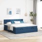 vidaXL Struttura Letto Pouf con Materassi Blu 180x200cm in Tessuto vidaXL Struttura Letto Pouf con Materassi Blu 180x200cm in Tessuto