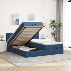 vidaXL Struttura Letto Pouf con Materassi Blu 180x200cm in Tessuto