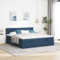 vidaXL Struttura Letto Pouf con Materassi Blu 180x200cm in Tessuto